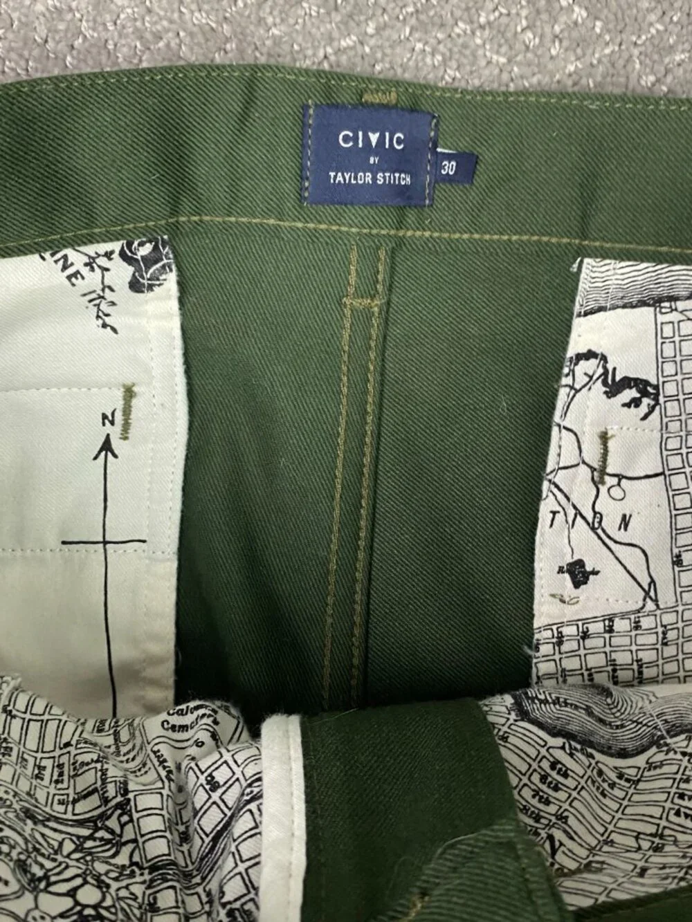 Civic by Taylor Stitch Shorts Men's 30 Green 8" Inseam - Picture 4 of 11